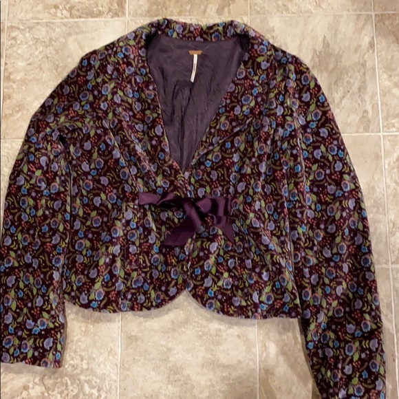 Free People Jackets & Blazers - Free People Purple Floral Blazer Size 12
